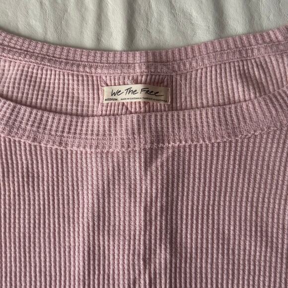 Free People Snowy Thermal Oversized Shirt in Pink Women's Size M - Picture 5 of 9